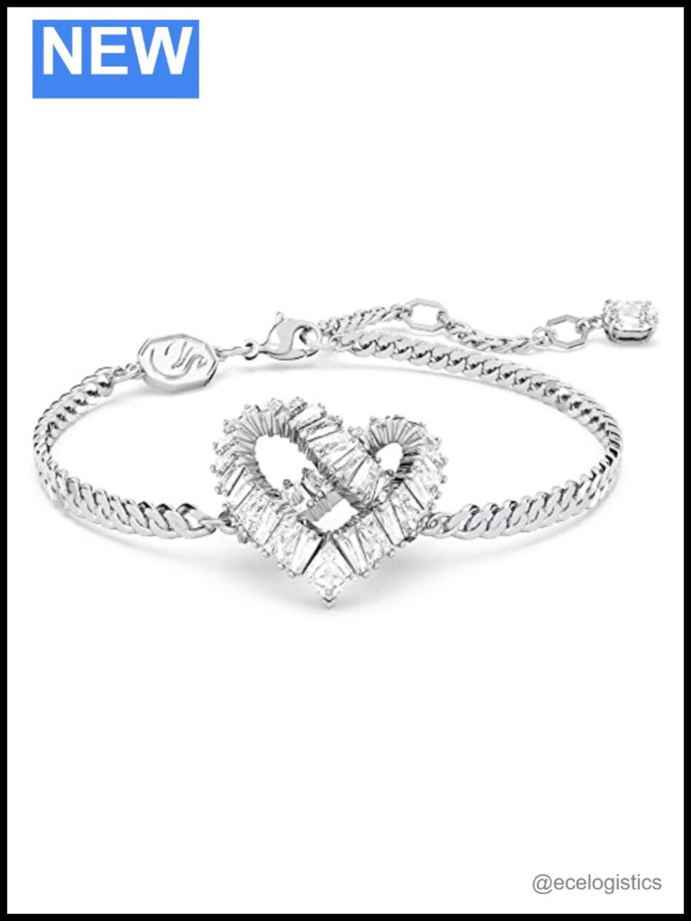 Swarovski Matrix Bracelet Baguette Crystal Rhodium Heart Statement
